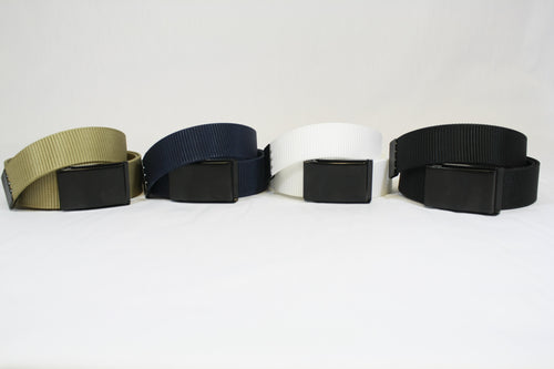 Group of Web Belts in Tan, Navy, White, and Black