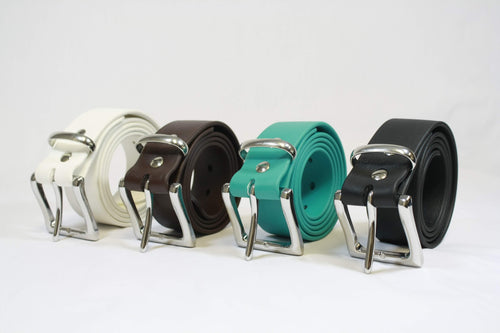 White, Brown, Teal, and Black BioThane Belts